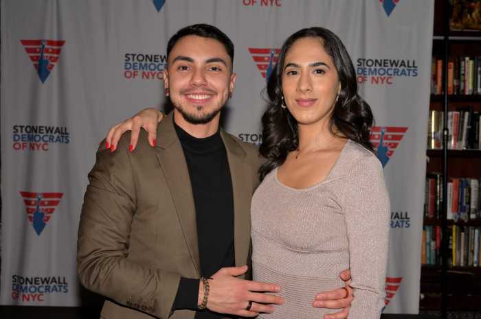 Mateo Guerrero of Make the Road New York with Elisa Crespo of the Stonewall Community Development Corporation.