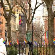The bare flagpole at the Stonewall National Monument on Feb. 10.