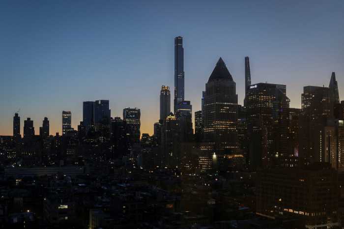 A view of Billionaires' Row before sunrise in New York City, U.S., March 24, 2026.