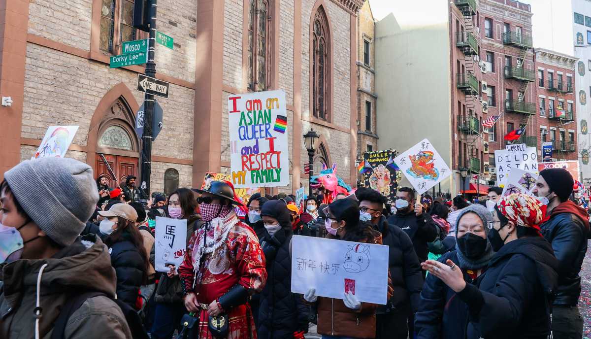 Members of the Lunar New Year for All contingent march in the Lunar New Year Parade on March 1.