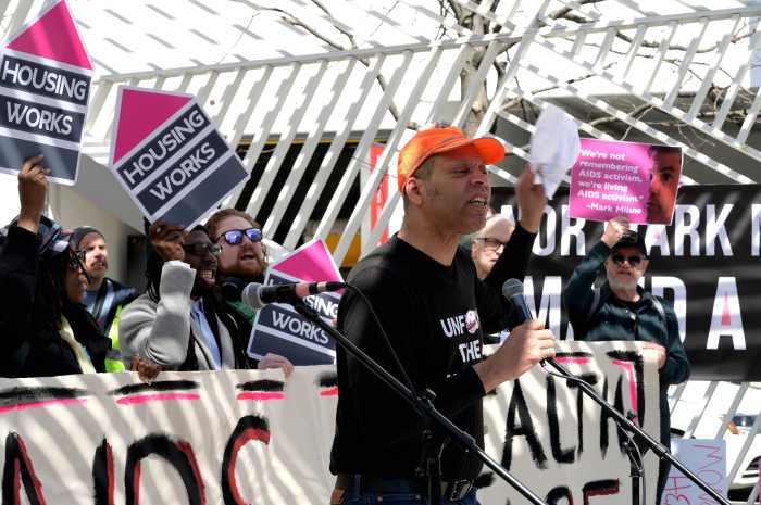 Jay W. Walker speaks at the NYC AIDS Memorial.