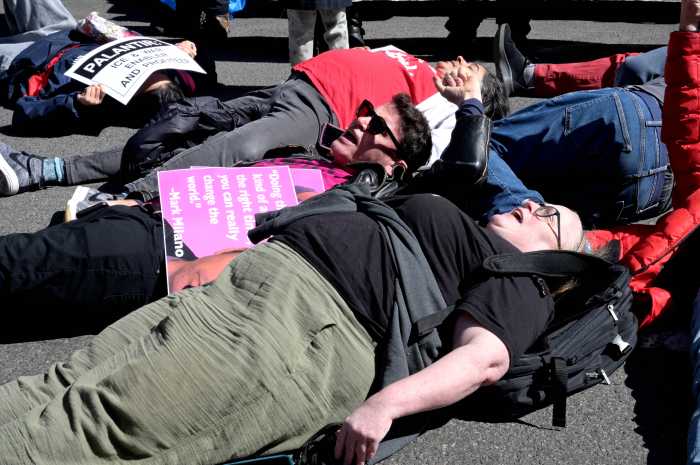 New Alternatives' Kate Barnhart participates in the die-in.