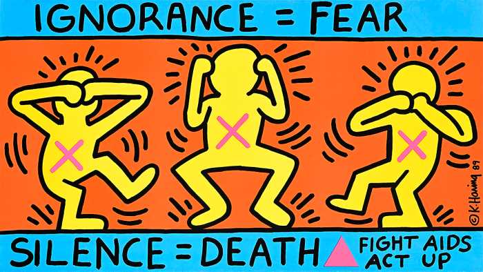 Ignorance = Fear _ Silence = Death by Keith Haring, 1989 copyright © Keith Haring Foundation, Poster House Collection.