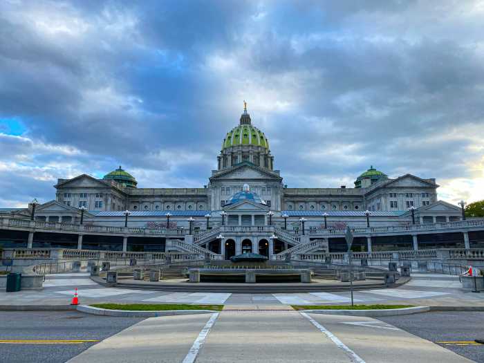 The Pennsylvania State Capitol building in Harrisburg, Pennsylvania.
