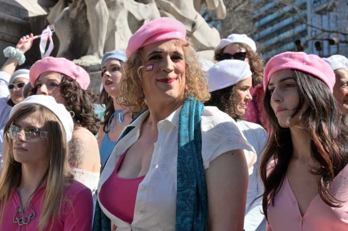 The demonstration gets underway at Columbus Circle.