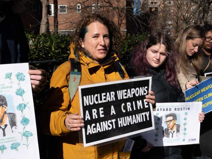 Pace University's Dr. Emily Welty participate in the demonstration.