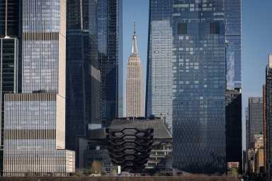 The Empire State Building amongst the Manhattan skyline in New York City, U.S., April 14, 2026.