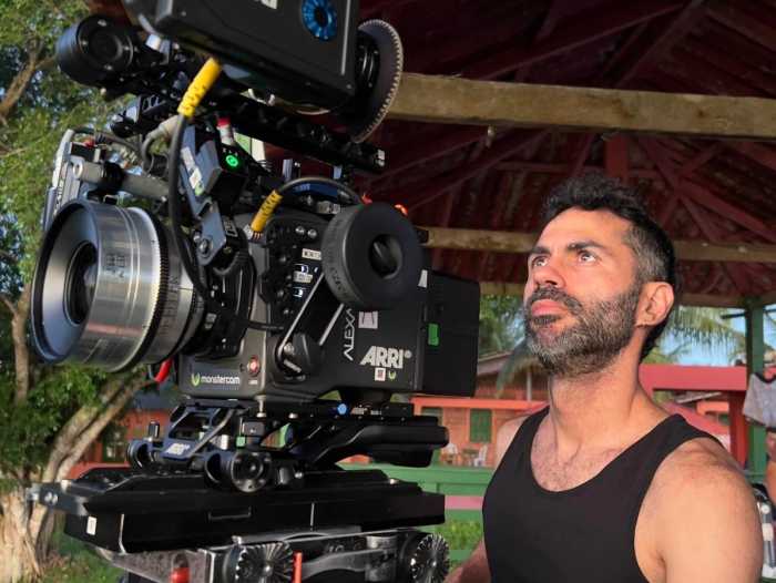 Gabriel Mascaro behind the scenes of "Blue Trail."