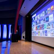The stage at the Publishing Triangle’s 38th annual awards ceremony at the New School.