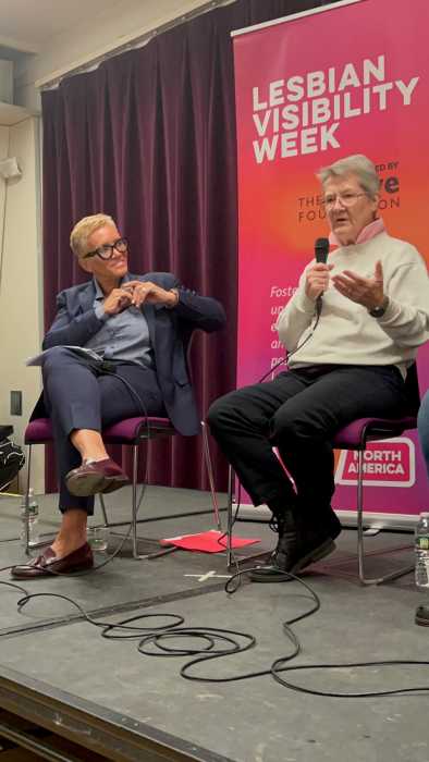 Jackie Sturgess (right) speaks during the panel discussion alongside The Center's CEO, Dr. Carla Smith.
