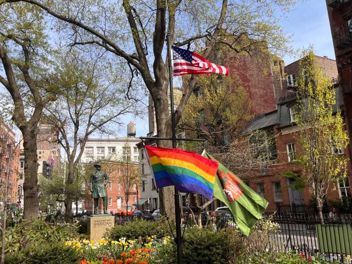 The flagpole at the Stonewall National Monument on April 16.