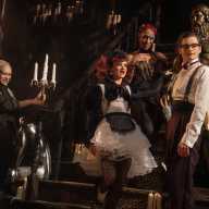 AmberGray (Riff Raff), Juliette Lewis(Magenta), Michaela Jaé Rodriguez (Columbia), and AndrewDurand (Brad) in "Rocky Horror."