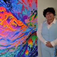 Arkanoii Dante Guzman with their work, entitled, “Dissection of my Reflections."