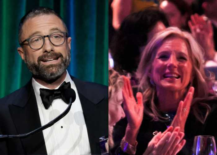 'Heated Rivalry' co-creator Jacob Tierney (left) and Dr. Jill Biden (right) during The Center's April 16 dinner.
