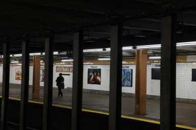 A woman walks on the subway platform in the Bedford–Stuyvesant neighborhood in the Brooklyn borough of New York City, U.S., April 23, 2026.
