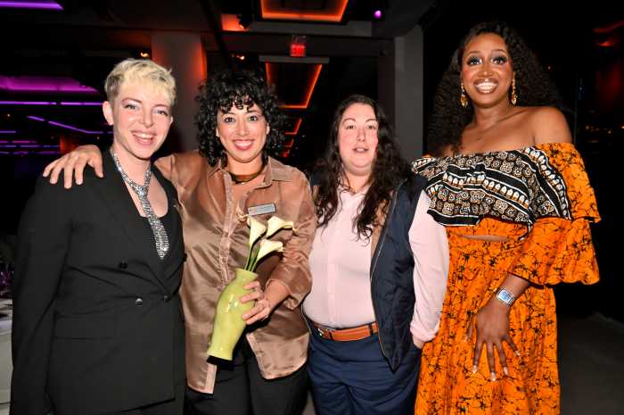 From left to right: Galloway and Nadia Swanson of the Ali Forney Center with Amanda Babie of Equality New York and Tiffany Jade Munroe of the Caribbean Equality Project.