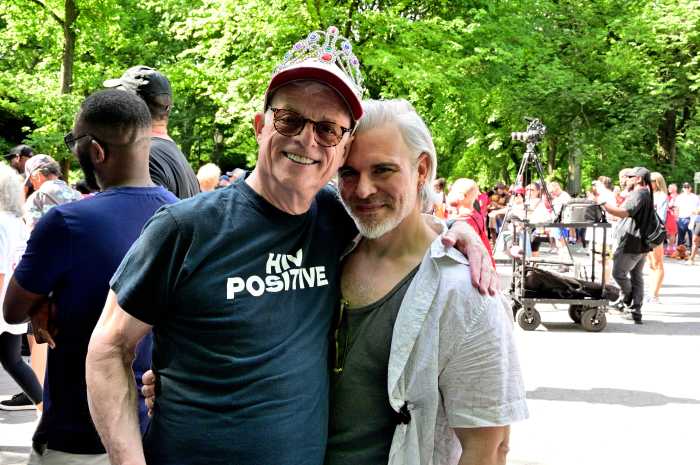Lee Raines (left) and Nathan Johnson are annual attendees of AIDS Walk New York.