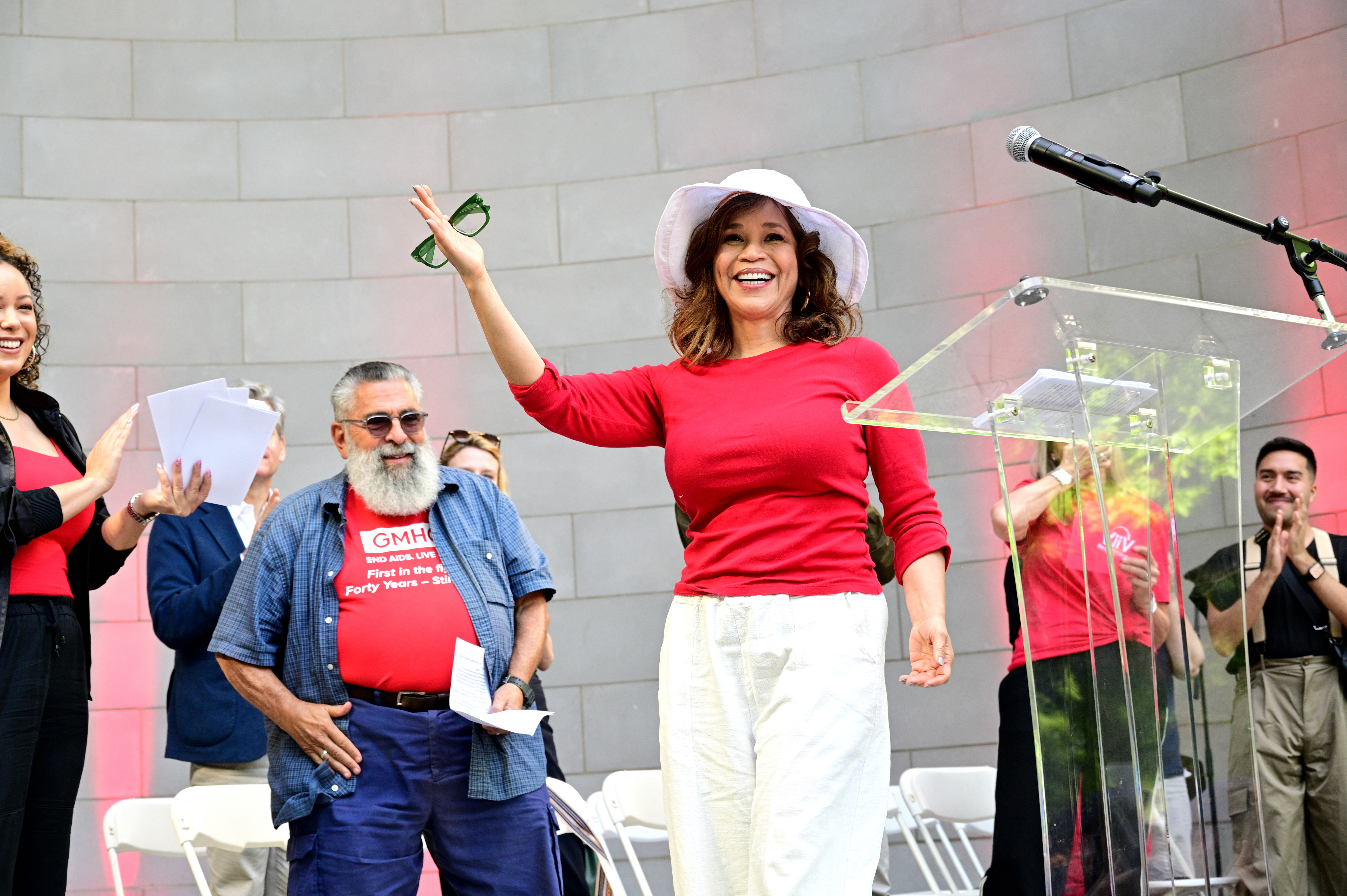 Grand Marshal Rosie Perez at the opening ceremony to kick off AIDS Walk New York.