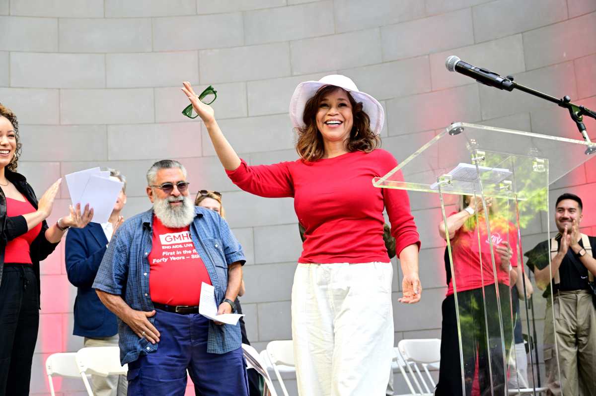 Grand Marshal Rosie Perez at the opening ceremony to kick off AIDS Walk New York.