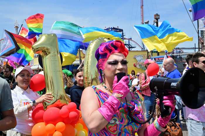 Svetlana Stoli leads the march.
