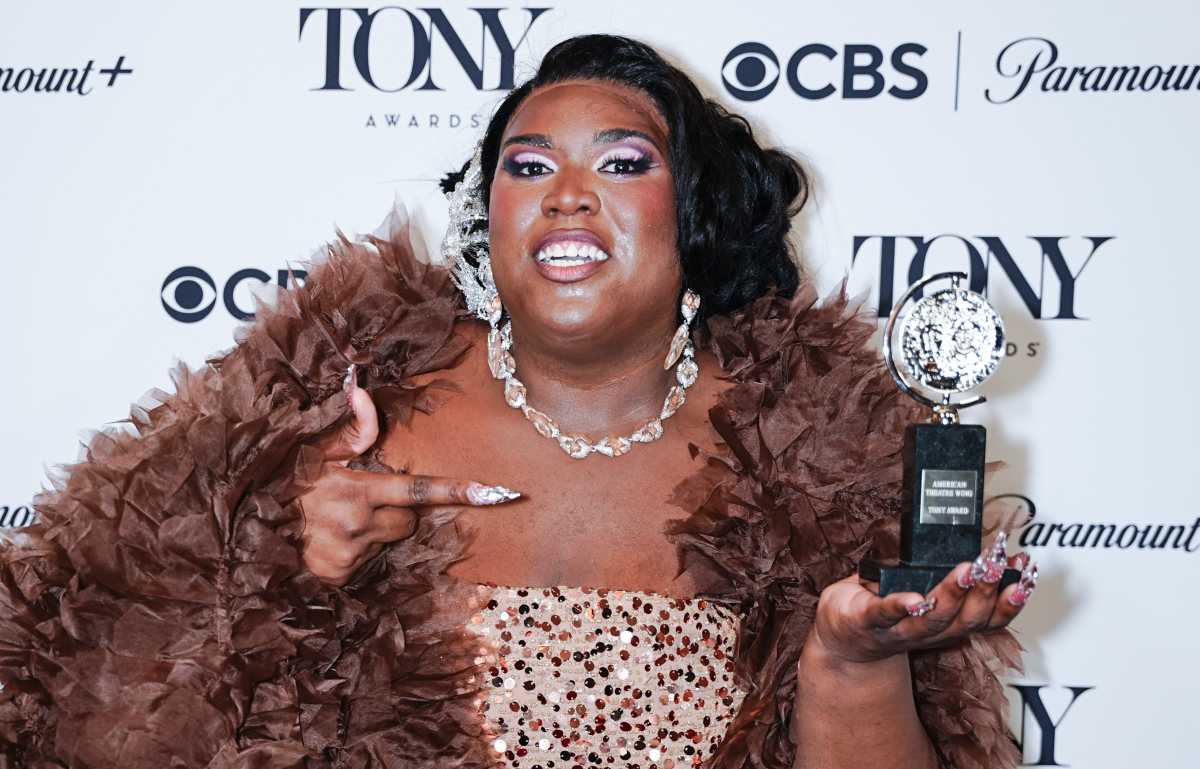 Qween Jean poses with the Best Costume Design of a Musical award for "Cats: The Jellicle Ball" during the 79th Annual Tony Awards in New York City, U.S., June 7, 2026.
