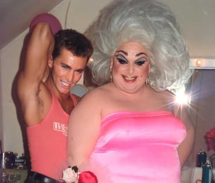 Bartender John McMarlin at the Copa Key West with Divine in 1983.