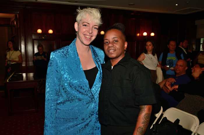 Galloway, from Ali Forney Center, with New Pride Agenda's Kei Williams.