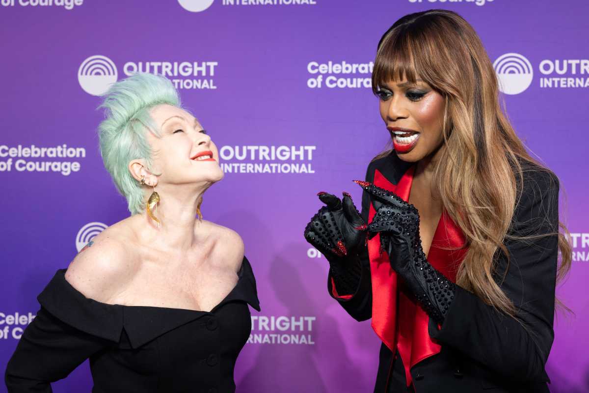 Cyndi Lauper and Laverne Cox at Outright International's 2026 Celebration of Courage in New York on June 1.