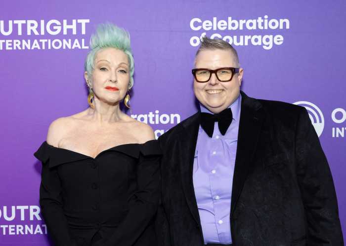 Cyndi Lauper and Maria Sjödin, Outright International's executive director, at Outright International's 2026 Celebration of Courage in New York.