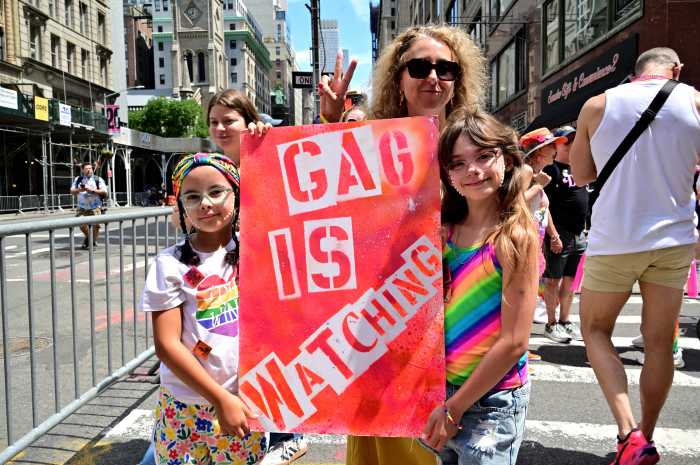 Showing support for Gays Against Guns.