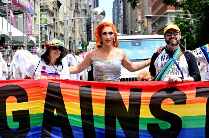 Drag artist Marti Cummings joins Gays Against Guns.