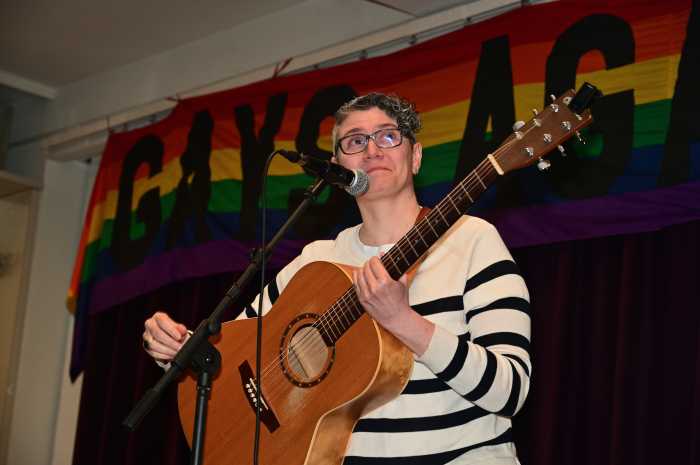 Gays Against Guns' Erene Mastrangeli performs an original anti-gun song.