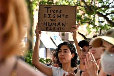 Standing up for trans rights at the Stonewall National Monument on June 30.